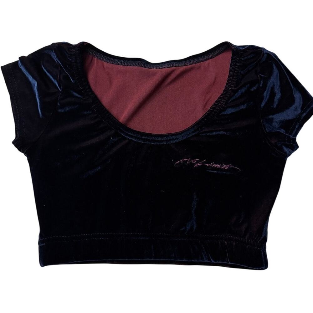 No Limits Vintage Y2K Velour Velvet Crop Top Women's Stretch Short Sleeve XS